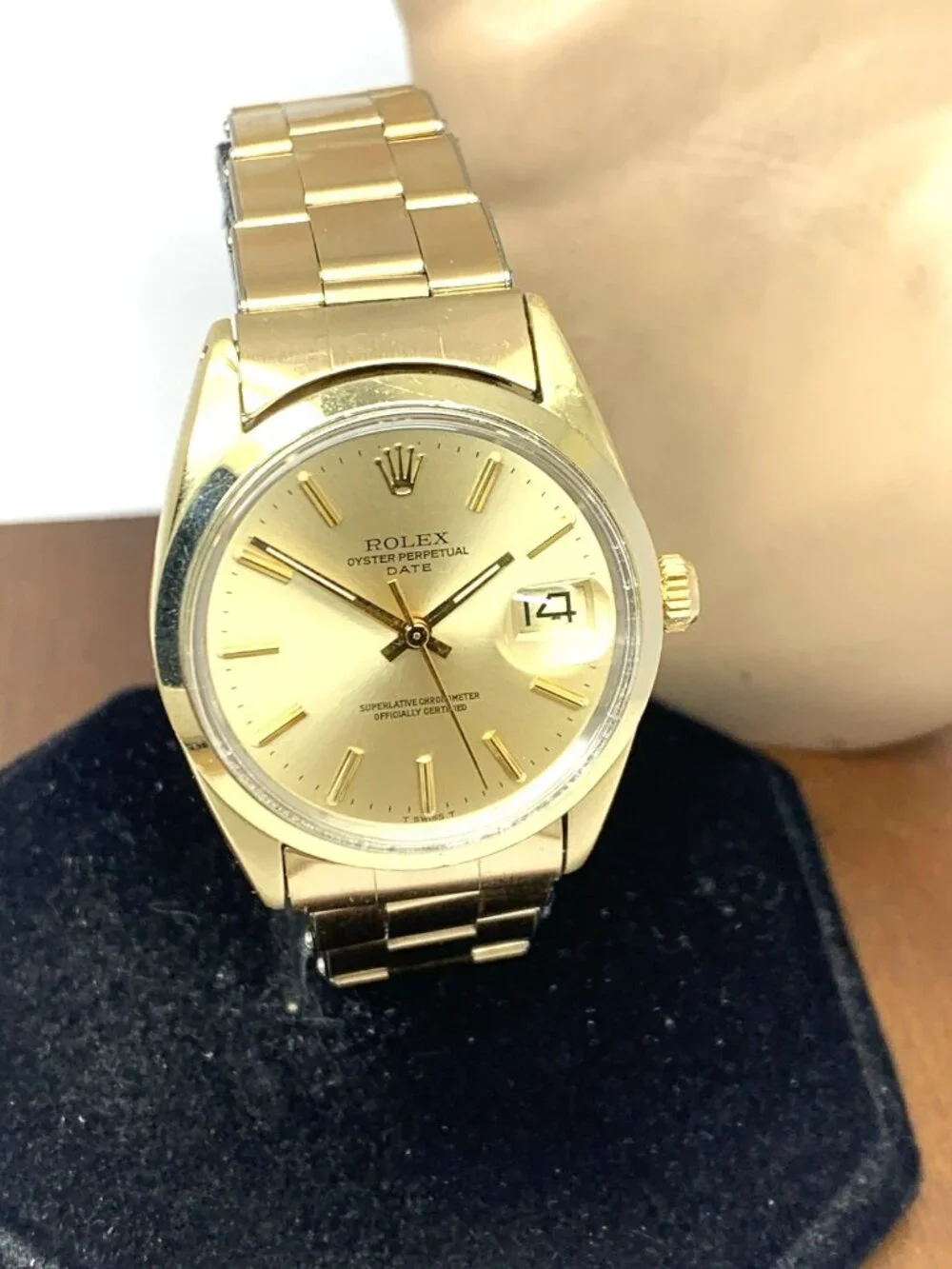 Rolex Oyster Perpetual Date Men's Watch 1550 Gold Filled Swiss Automatic 34mm